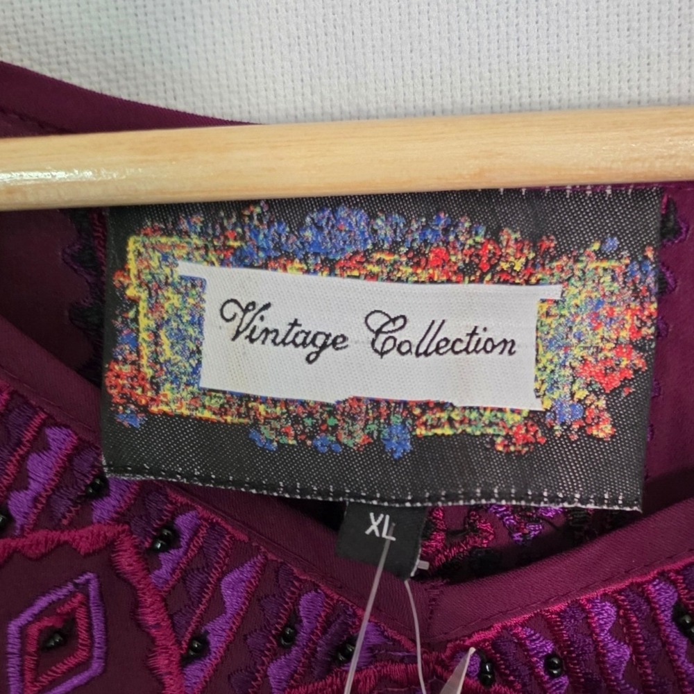 Vintage Collection Plum Embroidered Adele Puff Sleeve Tunic XL Romantic Bohemian - Picture 5 of 12